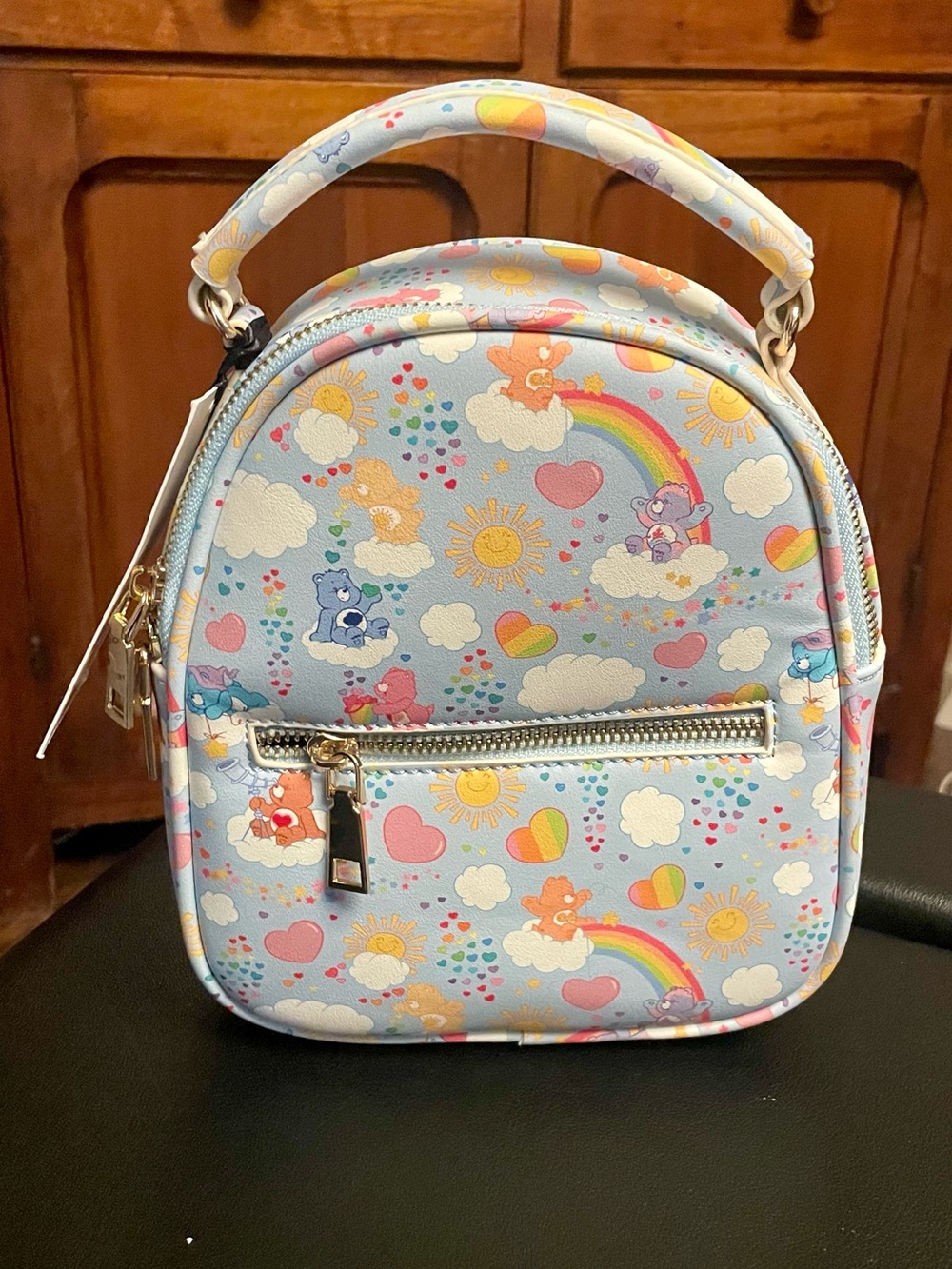 Care Bears x Unique Vintage Pastel Mini Backpack Rainbow Hearts NWT
